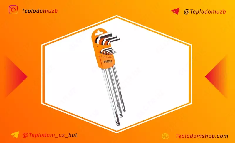 Длинный шестигранный ключ (1 5 2 2 5 3 4 5 6 8 10мм