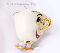 Yangi Mult qahramonlar Sohibjamol va mabluq choynak Mrs Potts va chip chashka to'plami shakar kosasi [1 idish + 4 stakan] Asr DJ shop