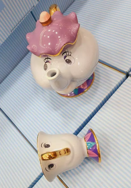 Yangi Mult qahramonlar Sohibjamol va mabluq choynak Mrs Potts va chip chashka to'plami shakar kosasi [1 idish + 4 stakan] - Asr DJ shop