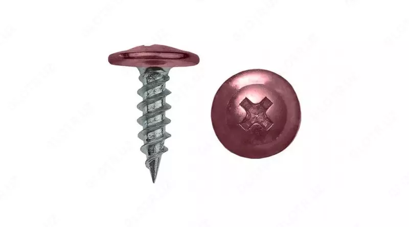 Саморез с пресс-шайбой 1.6  острый  RAL 3005 (винно-красный)