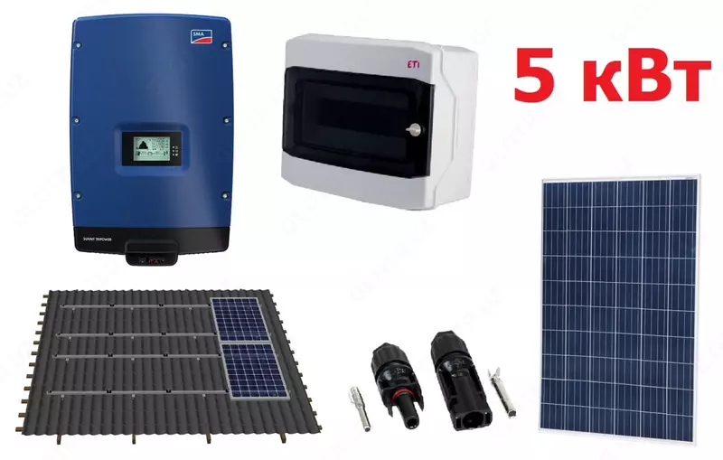 Quyosh elektr stantsiyasi (Gridda) 5 kVt - 26 000 000 so'm