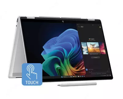 HP OmniBook X Flip NG AI PC x360 | Glacier Silver AI logo - 5MP IR PVCY ST | WARR 1/1/0 EURO Texnika Bozori