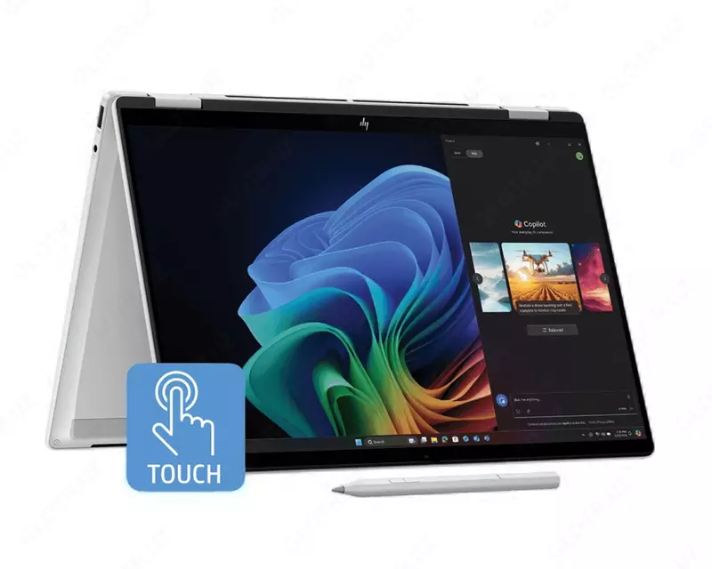 HP OmniBook X Flip NG AI PC x360 | Glacier Silver AI logo - 5MP IR PVCY ST | WARR 1/1/0 EURO Texnika Bozori