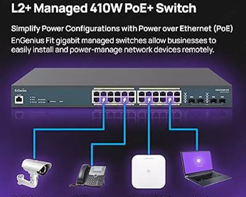 Коммутатор Engenius EWS7928P-FIT (Switch 24-port GbE PoE.af/at(+) 185W 4xSFP L2+ 19i) - 4 890 950 сум
