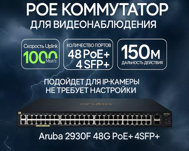 Коммутатор Aruba 2930F 48G PoE+ 4SFP+ Switch