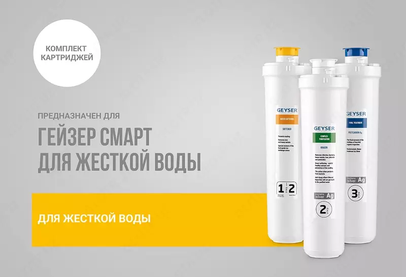 Комплект картриджей для фильтра Гейзер-Смарт для жесткой воды (Рус) SUV FILTRI