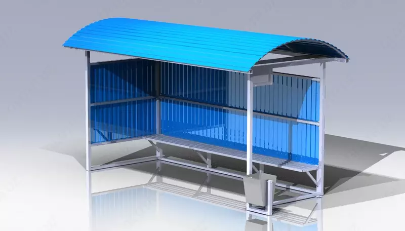 Павильоны остановочные L= 3000; 3100; 3500... мм  Ширина: 1500; 1600; 1630 мм  H= 2400; 2500; 2540... мм  Материал: металл...