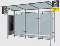  Павильоны остановочные L= 3000; 3100; 3500... мм  Ширина: 1500; 1600; 1630 мм  H= 2400; 2500; 2540... мм  Материал: металл... - 