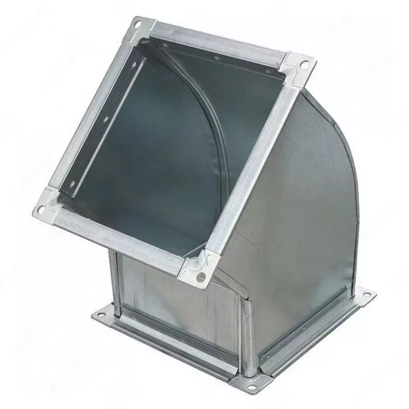  Отвод воздуховода прямоугольный Размер1: 100-1200 мм  Размер2: 100-1200 мм  s= 0 5-1 мм  Угол: 90° - 