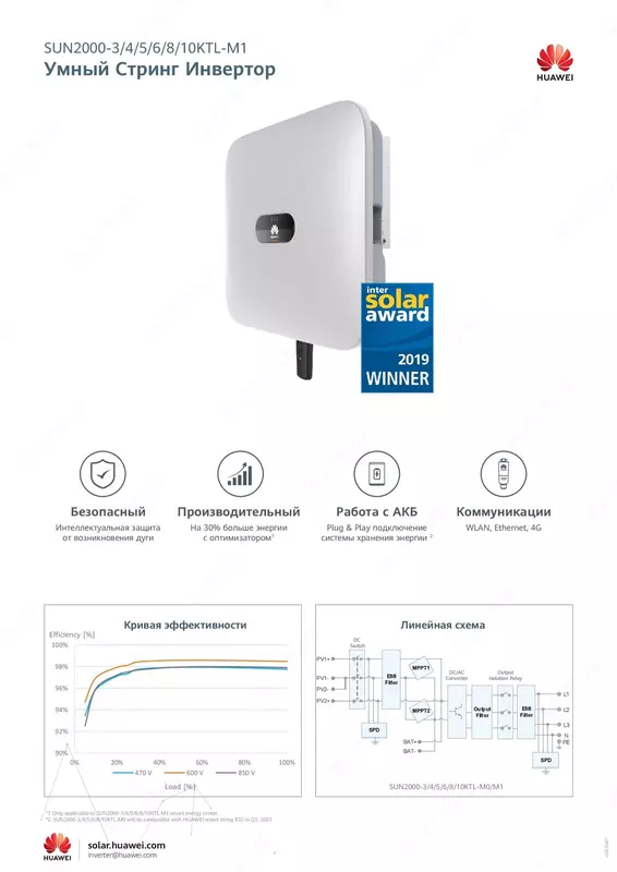 Солнечный инвентор HUAWEI SUN2000-10KTL-M1 High Current - от {0} сум