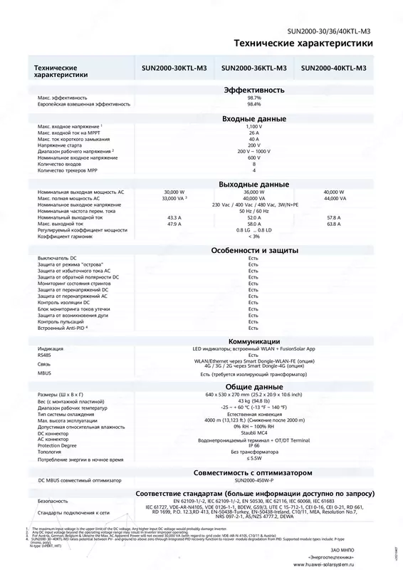 от {0} сум Солнечный инвентор HUAWEI SUN2000-40KTL-M3