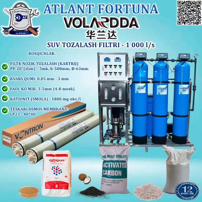 HLDRO-1000LPH (VOLARDDA) teskari osmos tizimi