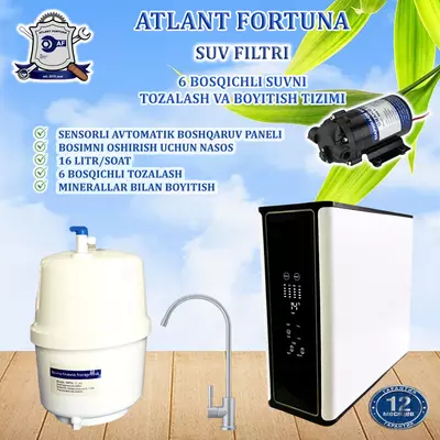 RO-H905 suv filtri (nasosli), 6 bosqichli filtrlash, sensorli displeyli, 16 l/soat