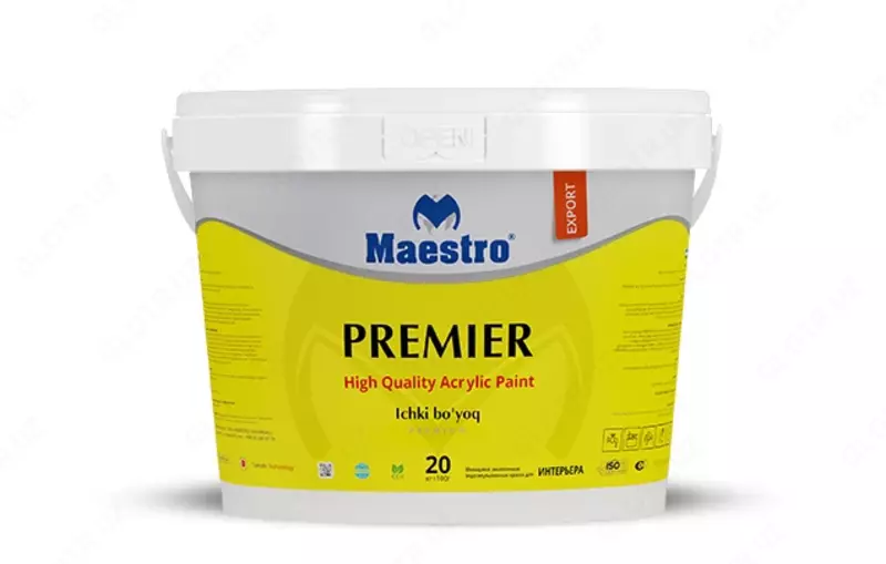 Водоэмульсионная краска для интерьера (внутренняя) PREMIER 4 кг - 47 852.9 сум