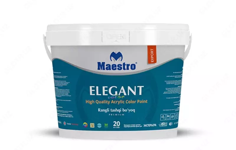 Tashqi (fasad) uchun suvga asoslangan tayyor rangli bo'yoq ELEGANT 20 kg - 311 044 so'm