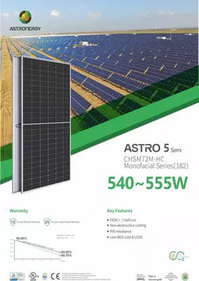 Солнечная панель ASTRONERGY 550 Ватт - 1 908 135.2 сум / шт.