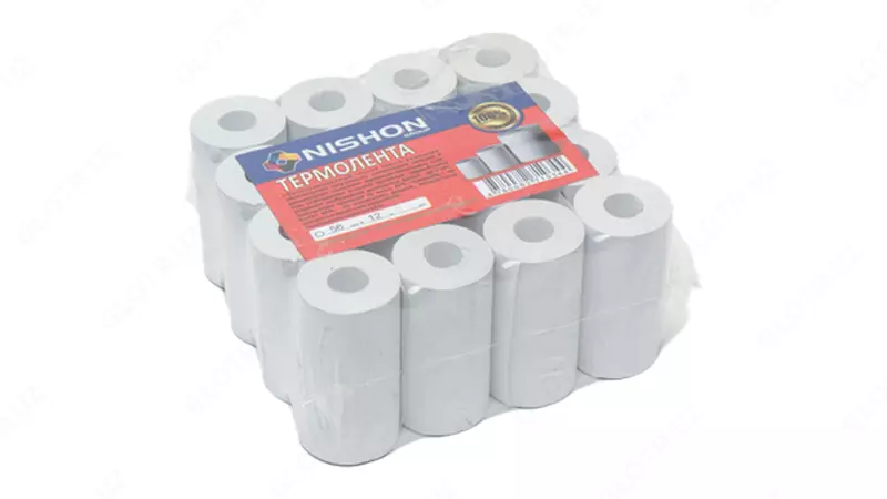  Термобумага Nishon 56 мм х 12 м  без втулки (чековая термолента) - 