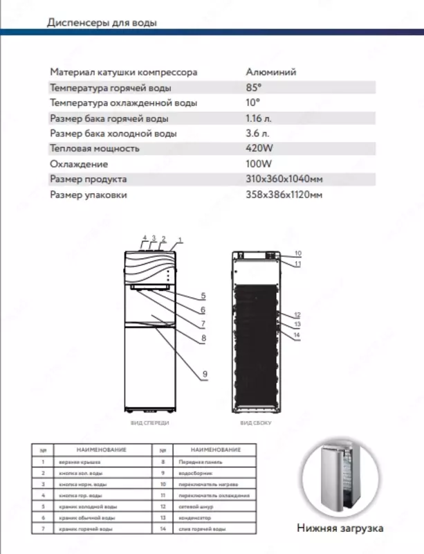 Welkin Wave pastki yuklaydigan suv sovutgichi - 2 644 754.2 so'm