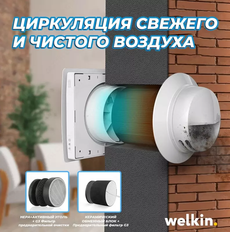 Циркуляция свежего и чистого воздуха Рекуператор воздуха Welkin VT501