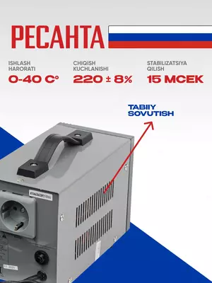  Стабилизатор напряжения Ресанта Lux АСН-1000 Н/1-Ц (63/6/14) - 
