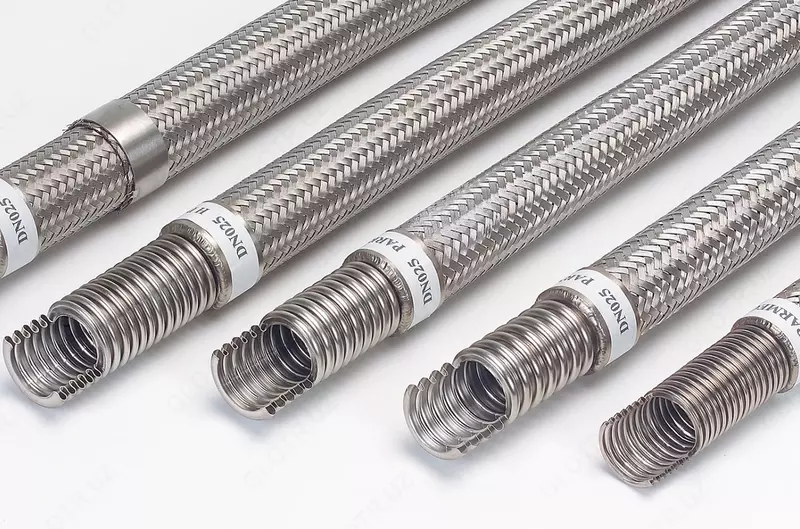 Металлорукава взрывозащищенный  D= 6-300 мм  L= 20-100 мм  Давление: 0 6-2 5 мБар  Способ присоед.: фланцевый; гайка; резьбовой...