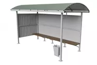 Модульный остановочный павильон  L= 3000-6000 мм  B= 1500-2500 мм  H= 2400-2800 мм  Материал: металл; профнастил; поликарбонат...  Покрытие: полимерное; грунт; эмаль