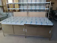 Стол-купе из нержавеющей стали с полкой