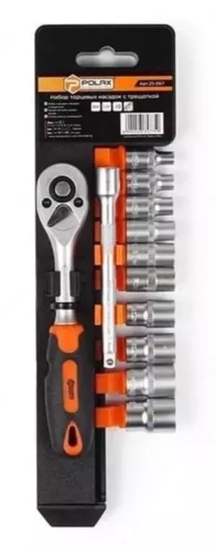 Набор торцевых головок Polax с трещоткой 12 шт.