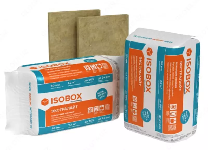  Упаковка Базальтовых изоляционных плит ISOBOX Экстралайт (1200 х 600 х 50 мм) Россия - 