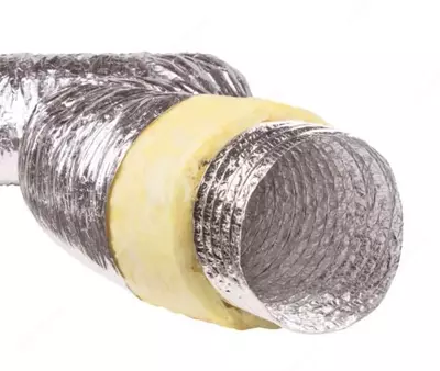 Moslashuvchan issiqlik izolyatsiyalangan havo kanali Ø 127 mm (kumush)