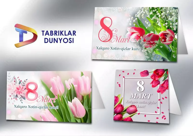8 mart uchun otkritkalar