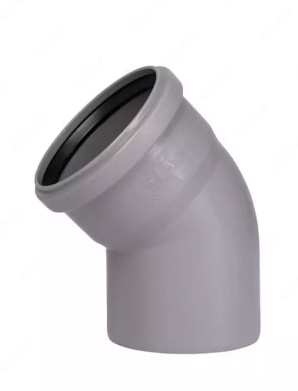 Ichki kanalizatsiya uchun PP chiqishi 45° "OSTENDORF" DN 110 (Rossiya) Kulrang