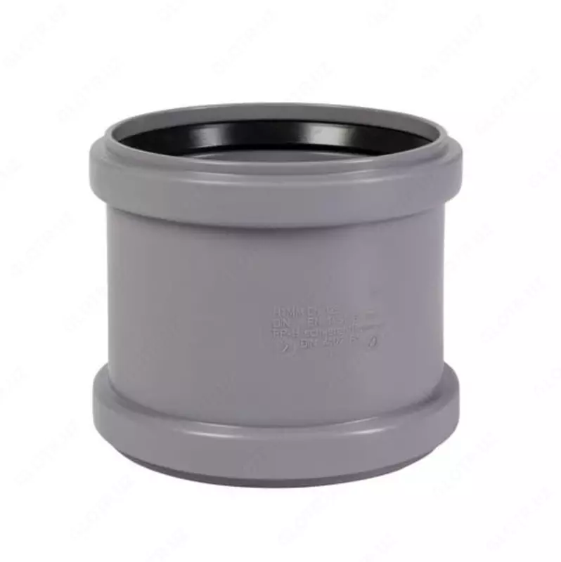 Двойная муфта ПП для внутренней канализации OSTENDORF Ду 125 (Германия) Серая