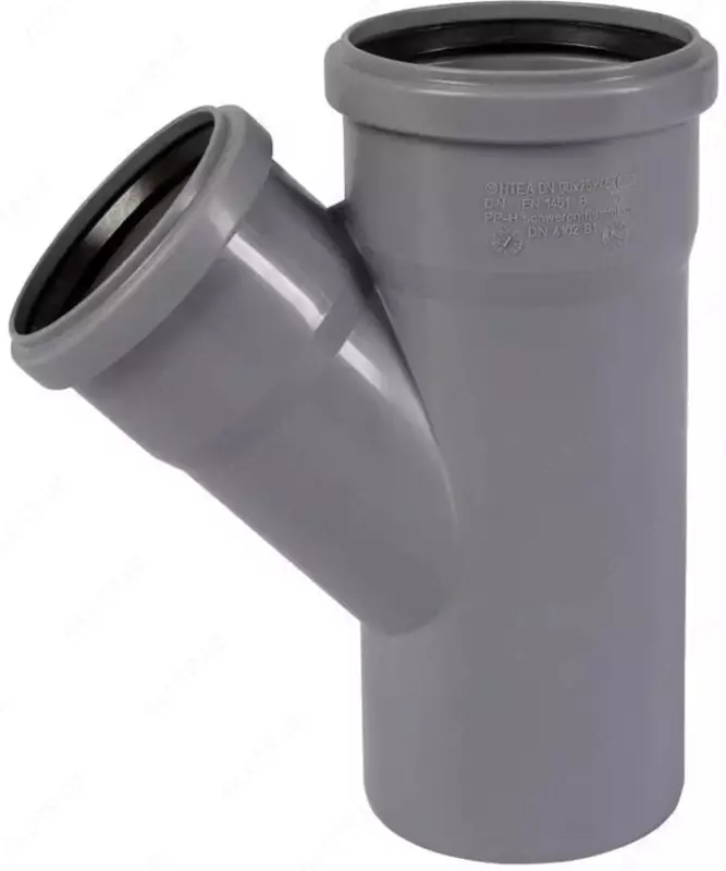 Тройник ПП для внутренней канализации 45° OSTENDORF Ду 90х75 (Германия) Серый