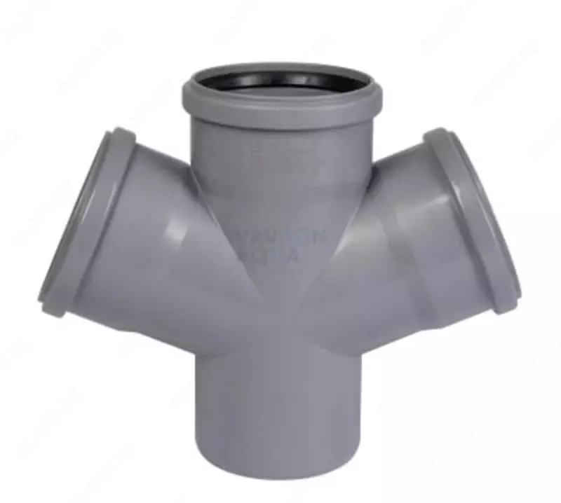  Крестовина ПП для внутренней канализации 67° OSTENDORF Ду 110х110х110 (Германия) Серая - 