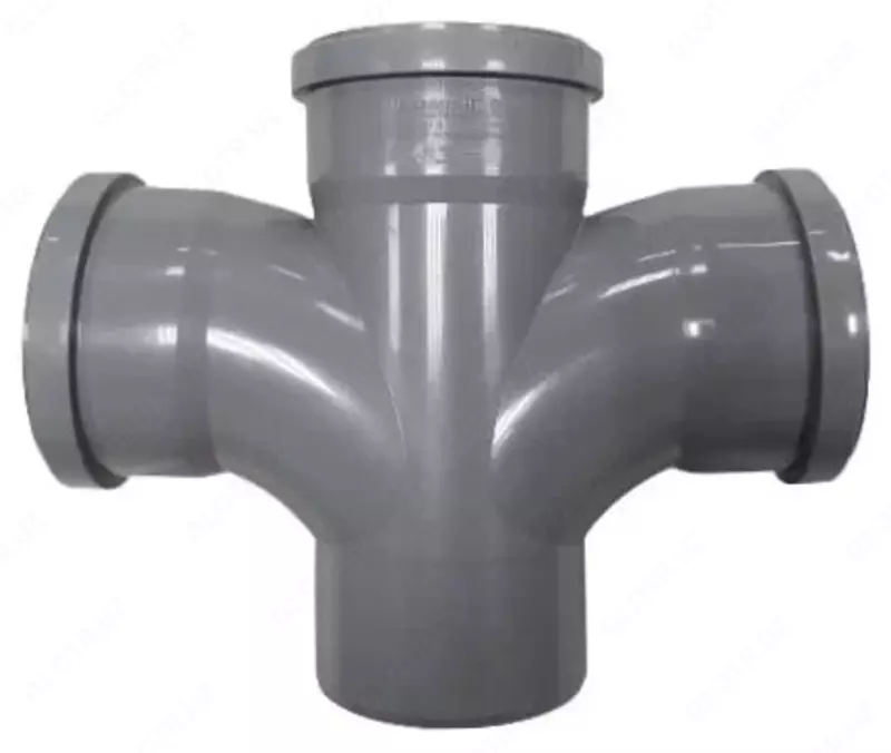  Двухплоскостная Крестовина ПП для внутренней канализации 87° OSTENDORF Ду 110х110х110 (Германия) Серая - 