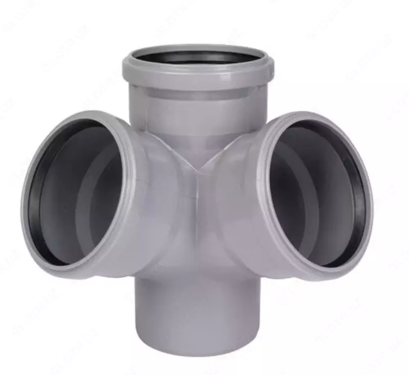 Двухплоскостная Крестовина ПП для внутренней канализации 67° OSTENDORF Ду 110х110х110 (Германия) Серая