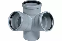  Двухплоскостная Крестовина ПП для внутренней канализации 67° OSTENDORF Ду 110х110х110 (Германия) Серая - 