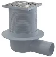 Трап с горизонтальным отводом AlcaPlast с решеткой из нержавеющей стали  Smart ДУ 105х105х50 мм (Арт. - 00034470) Чехия