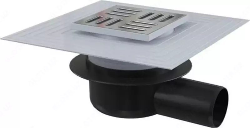 Трап с горизонтальным отводом AlcaPlast с решеткой из нержавеющей стали  ДУ 50 мм (Арт. - 00042989) Чехия
