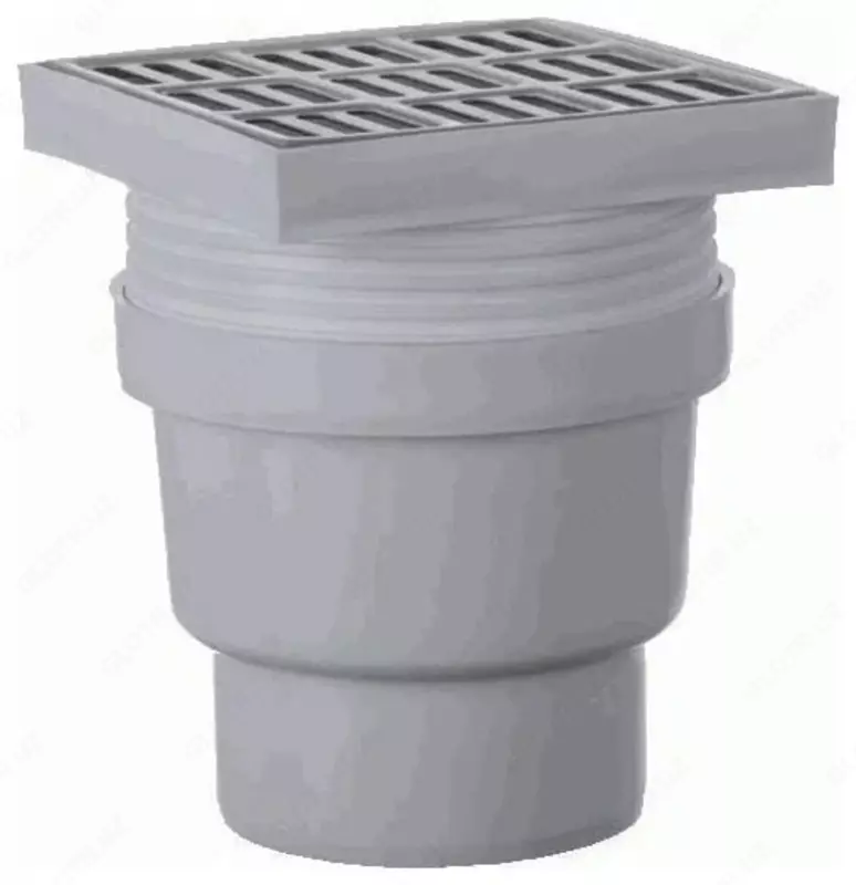  Трап с прямым отводом AlcaPlast с решеткой из нержавеющей стали ДУ 150х150х110 мм (Арт. - 00037674) Чехия - 