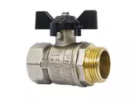  Кран шаровый латунный полнопроходной с внутренней/наружной резьбой ручка-бабочка Ду 15 хромированный LD Pride - 