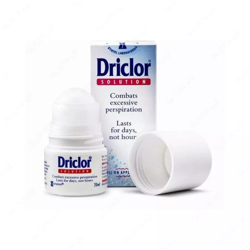 Terlashning kopayishi uchun Driclor eritmasi Stiefel Laboratories (Driclor).