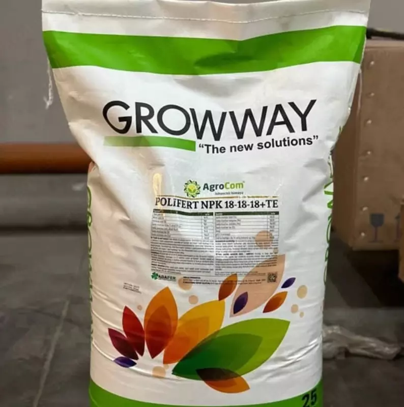 Organo-mineral o'g'it "Growway" Rlifert Npk 18-18-18+TE (25 kg)