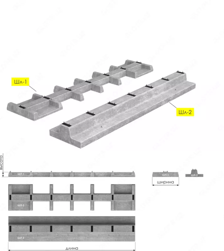 СБОРНЫЕ ЖЕЛЕЗОБЕТОННЫЕ ШПАЛОЛЕЖНИ ТИП ШЛ