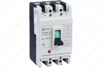 EKF Автоматический выключатель ВА-99МL 63/16А 3P 15кА Basic MCBB99-63-16mi