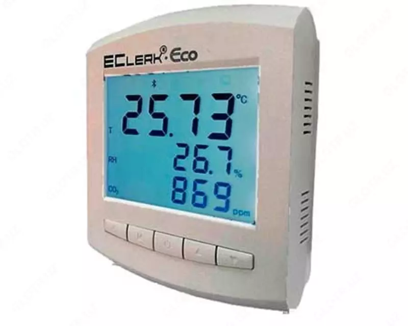 EClerk-Eco-M-RHTC-11 hisoblagichi harorat  nisbiy namlik  havodagi CO2 darajasi  displeyli