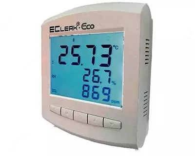 EClerk-Eco-M-RHTC-11 hisoblagichi harorat  nisbiy namlik  havodagi CO2 darajasi  displeyli