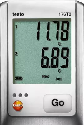 testo 176 T2 — 2х-канальный логгер данных температуры с разъемом для высокоточного внешнего зонда (Pt100)