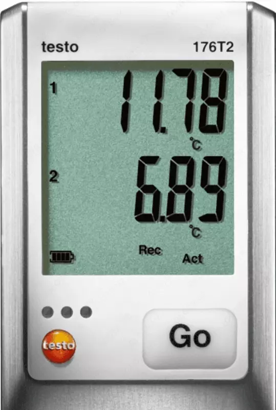 testo 176 T2 — 2х-канальный логгер данных температуры с разъемом для высокоточного внешнего зонда (Pt100)